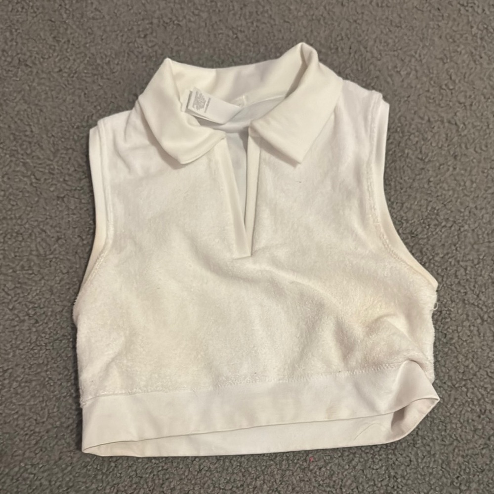 White Collared Crop Top